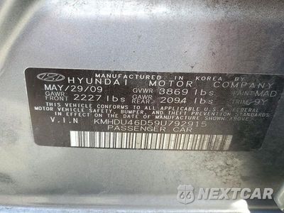 Zdjęcie 12 z 12 samochodu: 2009 HYUNDAI ELANTRA GLS VIN:KMHDU46D59U792915 - miniatura