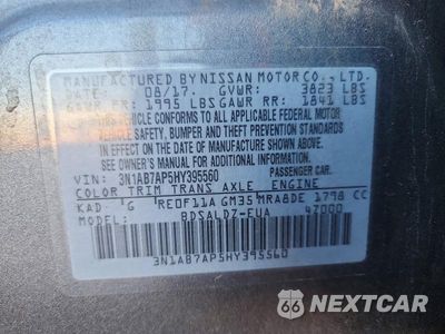 Zdjęcie 12 z 12 samochodu: 2017 NISSAN SENTRA SV VIN:3N1AB7AP5HY395560 - miniatura