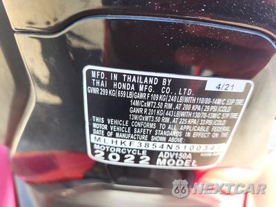 Zdjęcie 9 z 9 samochodu: 2022 HONDA ADV150 A VIN:MLHKF3854N5100344 - miniatura