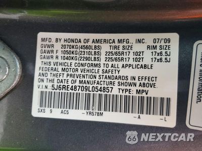 Zdjęcie 13 z 13 samochodu: 2009 HONDA CR-V EXL VIN:5J6RE48709L054857 - miniatura