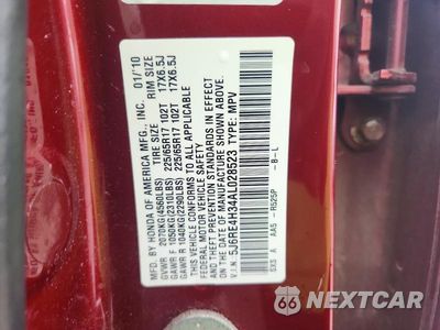 Zdjęcie 12 z 12 samochodu: 2010 HONDA CR-V LX VIN:5J6RE4H34AL028523 - miniatura