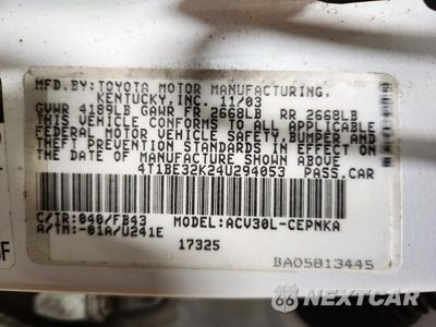 Zdjęcie 12 z 12 samochodu: 2004 TOYOTA CAMRY LE VIN:4T1BE32K24U294053 - miniatura