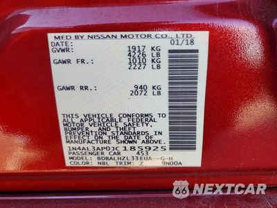 Zdjęcie 13 z 13 samochodu: 2018 NISSAN ALTIMA 2.5 SR VIN:1N4AL3AP0JC185925 - miniatura