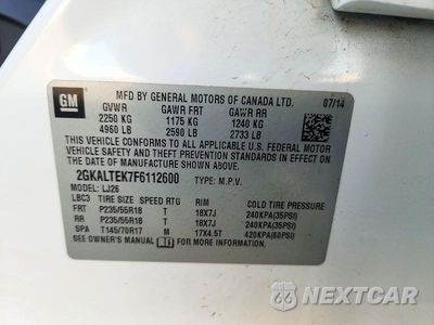 Zdjęcie 14 z 14 samochodu: 2015 GMC TERRAIN SLT VIN:2GKALTEK7F6112600 - miniatura