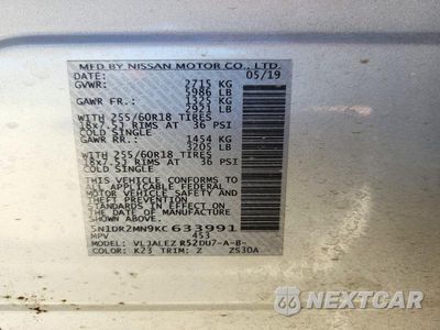Zdjęcie 12 z 12 samochodu: 2019 NISSAN PATHFINDER SV VIN:5N1DR2MN9KC633991 - miniatura
