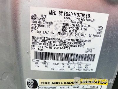 Zdjęcie 12 z 12 samochodu: 2012 FORD F150 SUPERCREW VIN:1FTFW1ET0CFA14709 - miniatura