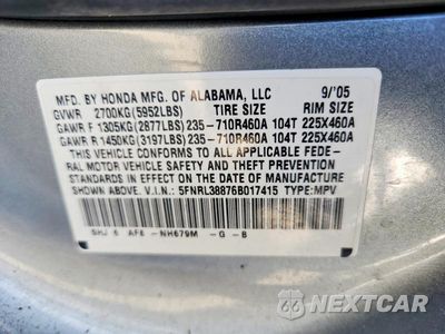 Zdjęcie 13 z 13 samochodu: 2006 HONDA ODYSSEY TOURING VIN:5FNRL38876B017415 - miniatura