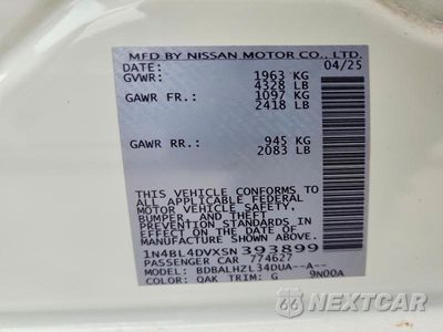 Zdjęcie 13 z 13 samochodu: 2025 NISSAN ALTIMA SV VIN:1N4BL4DVXSN393899 - miniatura