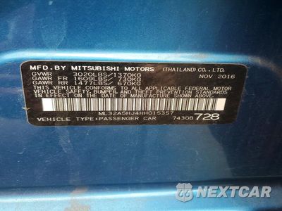 Zdjęcie 12 z 12 samochodu: 2017 MITSUBISHI MIRAGE GT VIN:ML32A5HJ4HH015357 - miniatura