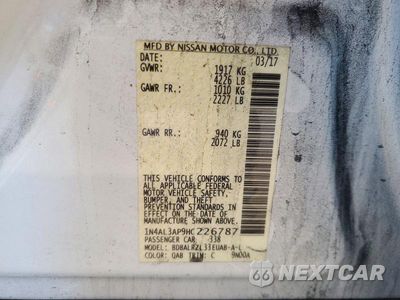 Zdjęcie 13 z 13 samochodu: 2017 NISSAN ALTIMA 2.5 SL VIN:1N4AL3AP9HC226787 - miniatura