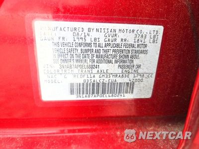 Zdjęcie 12 z 12 samochodu: 2014 NISSAN SENTRA S VIN:3N1AB7AP0EL680241 - miniatura