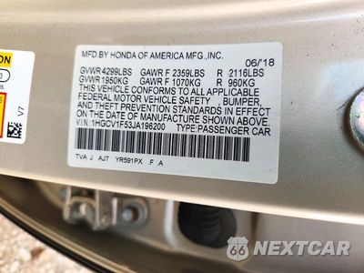 Zdjęcie 12 z 12 samochodu: 2018 HONDA ACCORD EXL VIN:1HGCV1F53JA196200 - miniatura