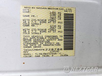 Zdjęcie 14 z 14 samochodu: 2015 NISSAN MURANO SL VIN:5N1AZ2MH4FN228788 - miniatura