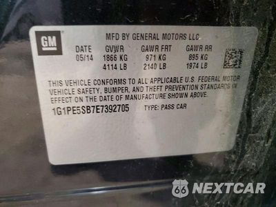 Zdjęcie 12 z 12 samochodu: 2014 CHEVROLET CRUZE LT VIN:1G1PE5SB7E7392705 - miniatura