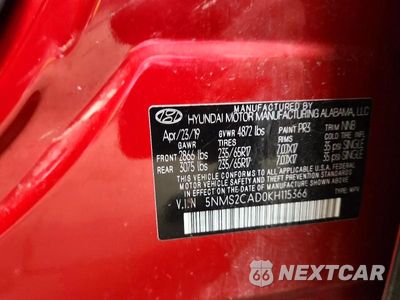 Zdjęcie 13 z 13 samochodu: 2019 HYUNDAI SANTA FE SE VIN:5NMS2CAD0KH115366 - miniatura