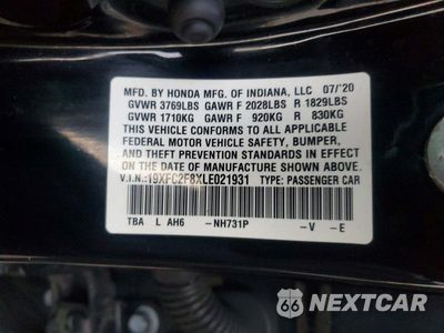 Zdjęcie 12 z 12 samochodu: 2020 HONDA CIVIC SPORT VIN:19XFC2F8XLE021931 - miniatura