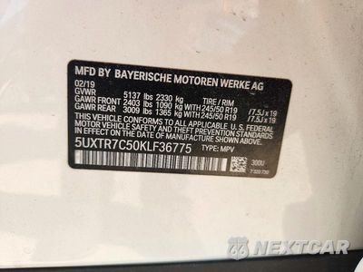 Zdjęcie 13 z 13 samochodu: 2019 BMW X3 SDRIVE30I VIN:5UXTR7C50KLF36775 - miniatura