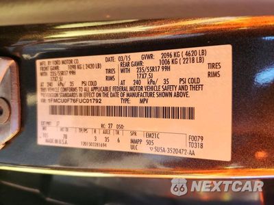Zdjęcie 13 z 13 samochodu: 2015 FORD ESCAPE S VIN:1FMCU0F76FUC01792 - miniatura