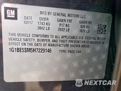 Zdjęcie 12 z 12 samochodu: 2017 CHEVROLET CRUZE LT VIN:1G1BE5SM5H7229146 - miniatura