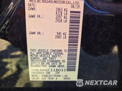 Zdjęcie 12 z 12 samochodu: 2020 NISSAN ALTIMA S VIN:1N4BL4BVXLC118033 - miniatura