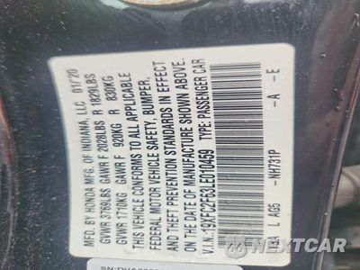 Zdjęcie 12 z 12 samochodu: 2020 HONDA CIVIC LX VIN:19XFC2F63LE010459 - miniatura