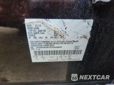 Zdjęcie 13 z 13 samochodu: 2013 FORD EXPLORER XLT VIN:1FM5K8D81DGA22435 - miniatura