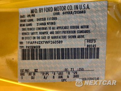 Zdjęcie 13 z 13 samochodu: 1998 FORD MUSTANG GT VIN:1FAFP42X7WF260589 - miniatura