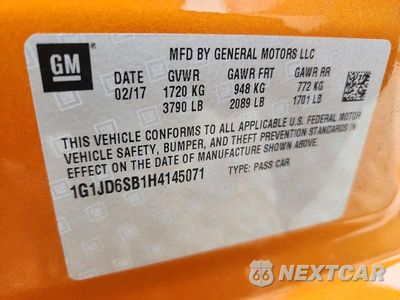 Zdjęcie 13 z 13 samochodu: 2017 CHEVROLET SONIC LT VIN:1G1JD6SB1H4145071 - miniatura