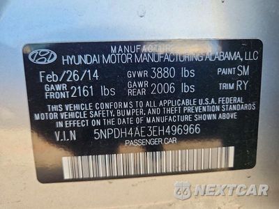 Zdjęcie 12 z 12 samochodu: 2014 HYUNDAI ELANTRA LIMITED VIN:5NPDH4AE3EH496966 - miniatura