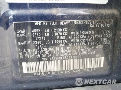 Zdjęcie 14 z 14 samochodu: 2012 SUBARU OUTBACK 3.6R LIMITED VIN:4S4BRDKC5C2279012 - miniatura