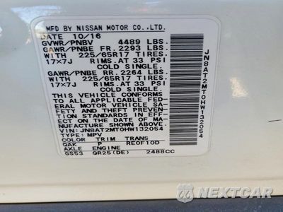 Zdjęcie 14 z 14 samochodu: 2017 NISSAN ROGUE SV VIN:JN8AT2MT0HW132054 - miniatura