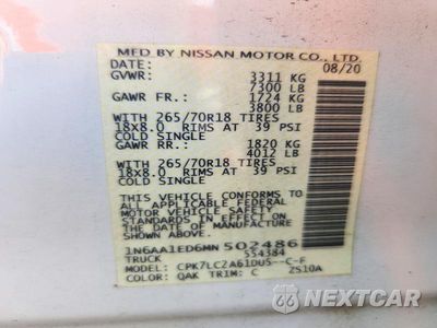 Zdjęcie 12 z 12 samochodu: 2021 NISSAN TITAN SV VIN:1N6AA1ED6MN502486 - miniatura
