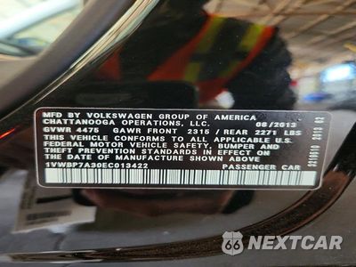 Zdjęcie 12 z 12 samochodu: 2014 VOLKSWAGEN PASSAT SE VIN:1VWBP7A30EC013422 - miniatura
