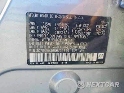 Zdjęcie 13 z 13 samochodu: 2022 HONDA HR-V LX VIN:3CZRU5H30NM703636 - miniatura