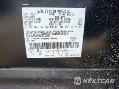 Zdjęcie 13 z 13 samochodu: 2017 FORD EXPLORER XLT VIN:1FM5K7D86HGC55694 - miniatura