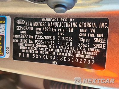 Zdjęcie 13 z 13 samochodu: 2011 KIA SORENTO EX VIN:5XYKU3A18BG102732 - miniatura