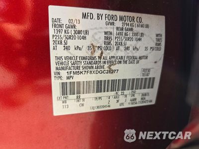 Zdjęcie 13 z 13 samochodu: 2013 FORD EXPLORER LIMITED VIN:1FM5K7F8XDGC28277 - miniatura