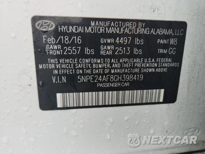 Zdjęcie 12 z 12 samochodu: 2016 HYUNDAI SONATA SE VIN:5NPE24AF8GH398419 - miniatura