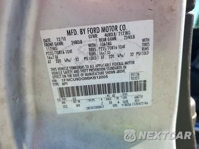 Zdjęcie 12 z 12 samochodu: 2011 FORD ESCAPE XLT VIN:1FMCU9DG9BKB12005 - miniatura