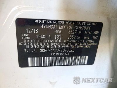 Zdjęcie 12 z 12 samochodu: 2019 HYUNDAI ACCENT SEL VIN:3KPC24A30KE070325 - miniatura