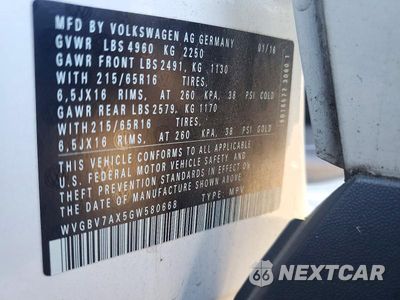 Zdjęcie 13 z 13 samochodu: 2016 VOLKSWAGEN TIGUAN S VIN:WVGBV7AX5GW580668 - miniatura