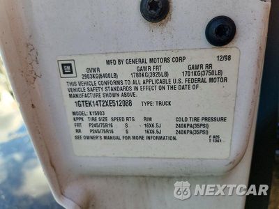 Zdjęcie 12 z 12 samochodu: 1999 GMC NEW SIERRA K1500 VIN:1GTEK14T2XE512088 - miniatura