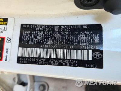 Zdjęcie 12 z 12 samochodu: 2020 TOYOTA CAMRY SE VIN:4T1G11AK4LU927044 - miniatura
