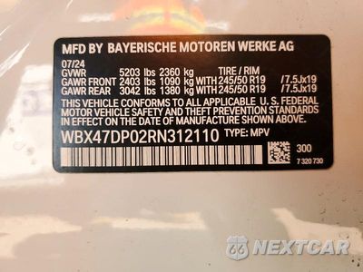 Zdjęcie 14 z 14 samochodu: 2024 BMW X3 SDRIVE30I VIN:WBX47DP02RN312110 - miniatura