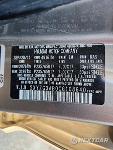 Zdjęcie 12 z 12 samochodu: 2012 HYUNDAI SANTA FE GLS VIN:5XYZG3AB0CG108640 - miniatura