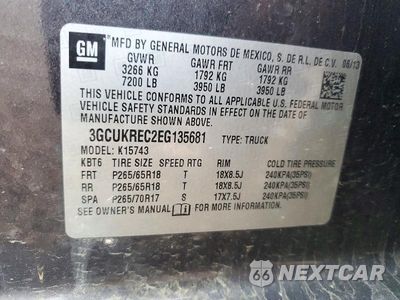 Zdjęcie 13 z 13 samochodu: 2014 CHEVROLET SILVERADO K1500 LT VIN:3GCUKREC2EG135681 - miniatura