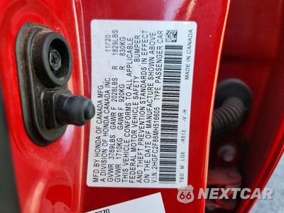 Zdjęcie 13 z 13 samochodu: 2021 HONDA CIVIC SPORT VIN:2HGFC2F88MH516605 - miniatura