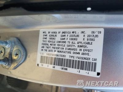 Zdjęcie 12 z 12 samochodu: 2009 HONDA ACCORD LX VIN:1HGCP26319A170351 - miniatura
