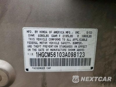 Zdjęcie 12 z 12 samochodu: 2003 HONDA ACCORD DX VIN:1HGCM56103A098123 - miniatura