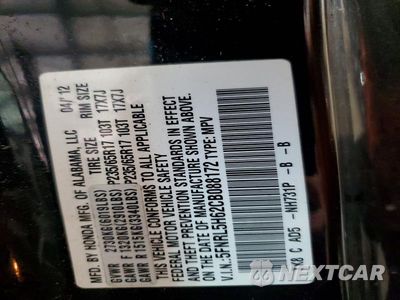 Zdjęcie 13 z 13 samochodu: 2012 HONDA ODYSSEY EXL VIN:5FNRL5H62CB088172 - miniatura
